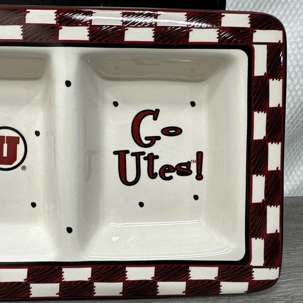 The Memory Company Utah Utes Relish Tray Unisex 19.5in Multi New Ceramic Platter